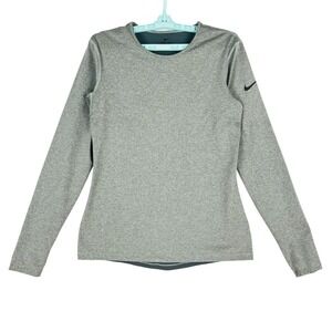 Nike Dri-Fit Women's Heather Gray Long Sleeve Stretch Athletic Top Size Large